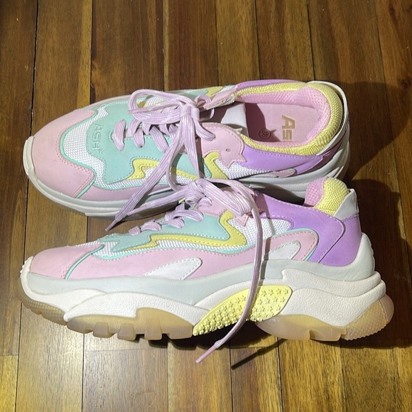 ASH Addict Pastel chunky Sneakers Pink Yellow Mint - Picture 3 of 12